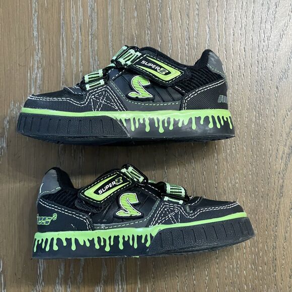 Skechers Super Z Nollies Sneakers Toddler Boys Size 5 Black Green Hook and Loop‎ - Picture 5 of 9